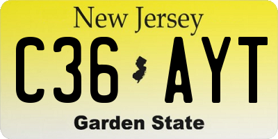 NJ license plate C36AYT