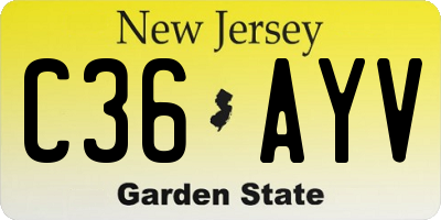 NJ license plate C36AYV