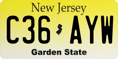NJ license plate C36AYW