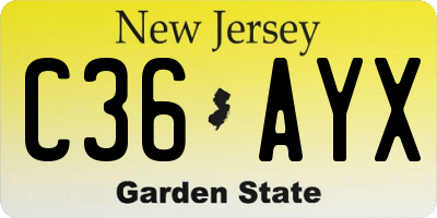 NJ license plate C36AYX