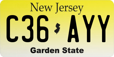 NJ license plate C36AYY