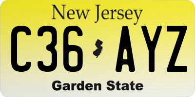 NJ license plate C36AYZ