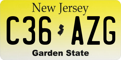 NJ license plate C36AZG