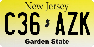 NJ license plate C36AZK