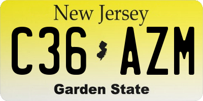 NJ license plate C36AZM