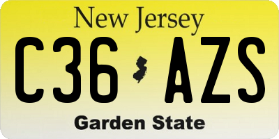 NJ license plate C36AZS