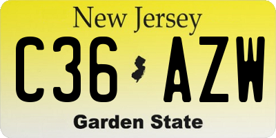 NJ license plate C36AZW