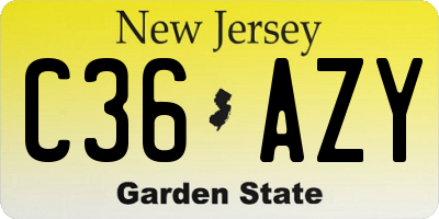 NJ license plate C36AZY