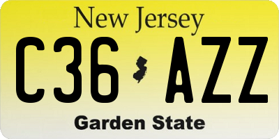 NJ license plate C36AZZ