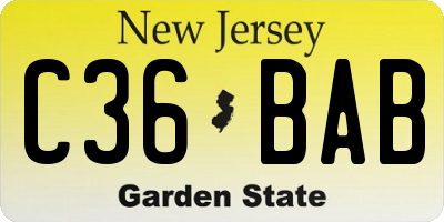 NJ license plate C36BAB
