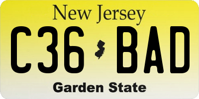 NJ license plate C36BAD