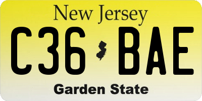 NJ license plate C36BAE