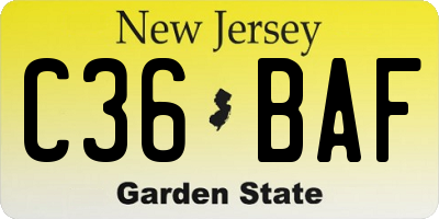 NJ license plate C36BAF