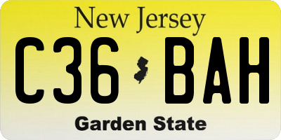 NJ license plate C36BAH