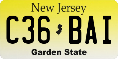NJ license plate C36BAI