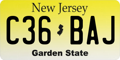 NJ license plate C36BAJ