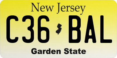 NJ license plate C36BAL