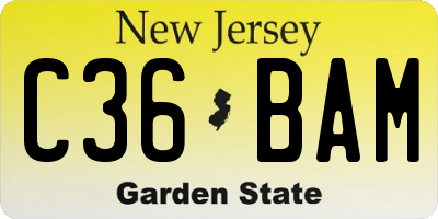 NJ license plate C36BAM
