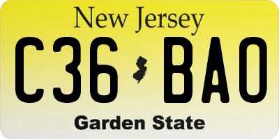 NJ license plate C36BAO