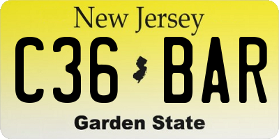 NJ license plate C36BAR