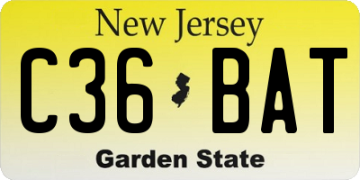 NJ license plate C36BAT