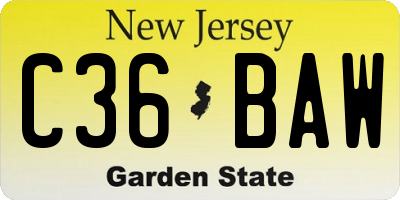 NJ license plate C36BAW