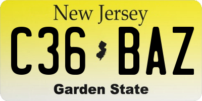 NJ license plate C36BAZ