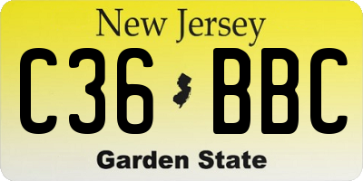NJ license plate C36BBC
