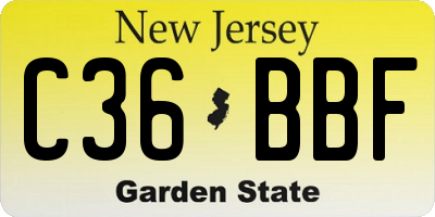 NJ license plate C36BBF