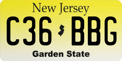 NJ license plate C36BBG