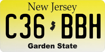 NJ license plate C36BBH