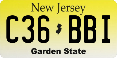 NJ license plate C36BBI
