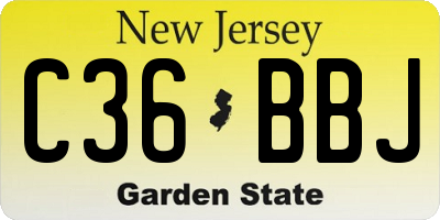 NJ license plate C36BBJ