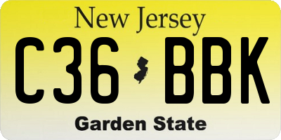 NJ license plate C36BBK