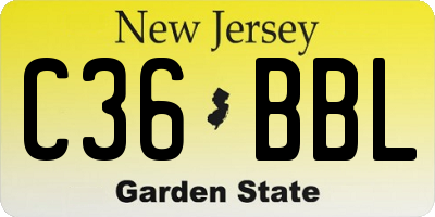 NJ license plate C36BBL