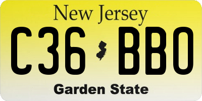 NJ license plate C36BBO