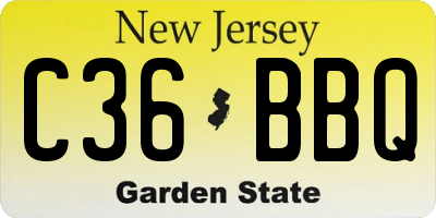 NJ license plate C36BBQ