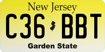 NJ license plate C36BBT
