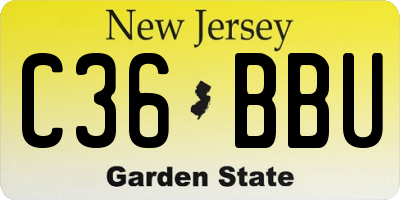 NJ license plate C36BBU