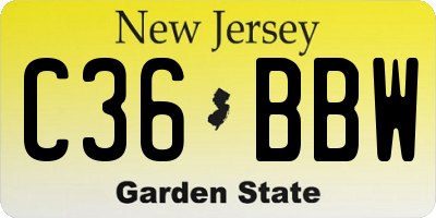 NJ license plate C36BBW