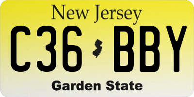 NJ license plate C36BBY