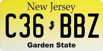 NJ license plate C36BBZ