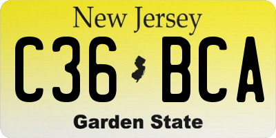 NJ license plate C36BCA