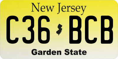 NJ license plate C36BCB