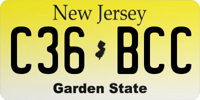 NJ license plate C36BCC
