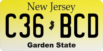 NJ license plate C36BCD
