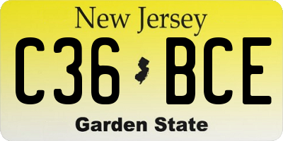 NJ license plate C36BCE