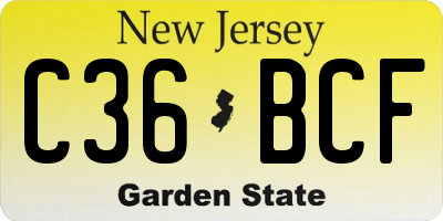 NJ license plate C36BCF