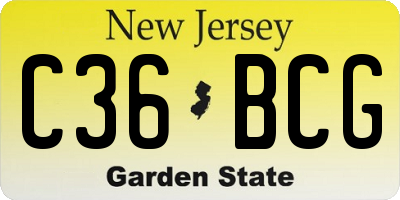 NJ license plate C36BCG