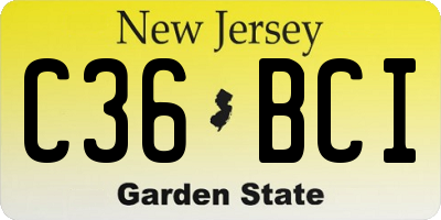 NJ license plate C36BCI
